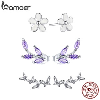 Brincos Bamoer Prata 925 Pinos De Orelha Delicados De Flor Fashion Joias Para Mulheres Presente SCE1427