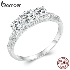 Anel Bamoer Moissanite 925 Prata Design Luxo Jóias Presente Para Mulheres