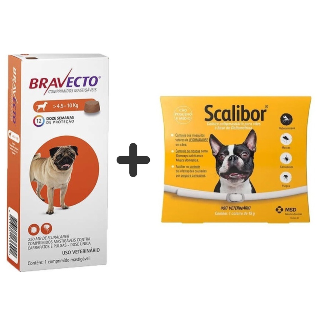 1 BRAVECTO 250 MG (4,5 A 10KG) + 1 COLEIRA SCALIBOR 48CM em Oferta na Shopee