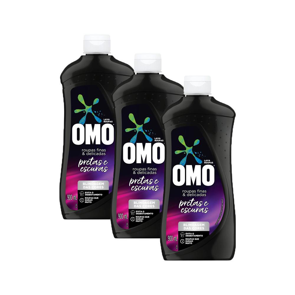 Kit 3 Lava Roupas Líquido Omo Roupas Finas e Delicadas Pretas e Escuras 900ml cada em Oferta na Shopee