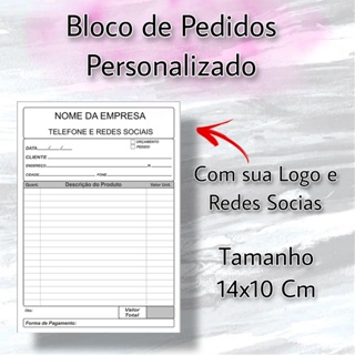 Bloco de Pedidos Personalizado 50 Folhas Talão de Pedidos 14x10 cm em Oferta na Shopee