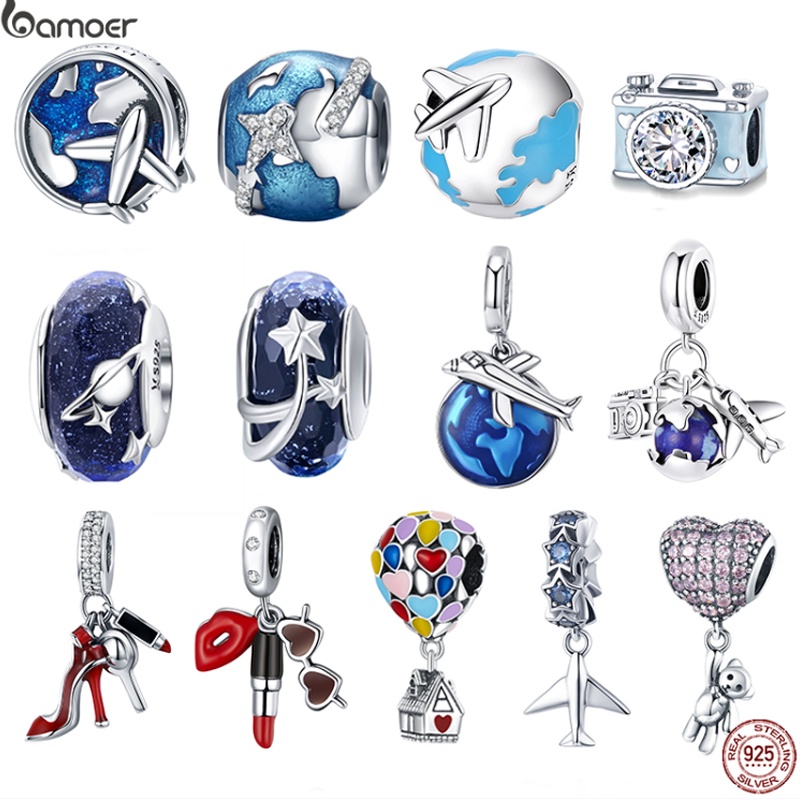 Bamoer 925 Silver Travel the World Series Beads Fit Para A Fabricação De Pulseiras Originais DIY Bangle em Oferta na Shopee