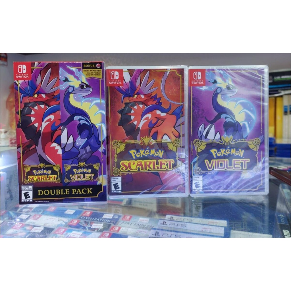 Pokemon Scarlet & Pokemon Violet Nintendo Switch Jogos Mídia Física Novo (Com Inglês)