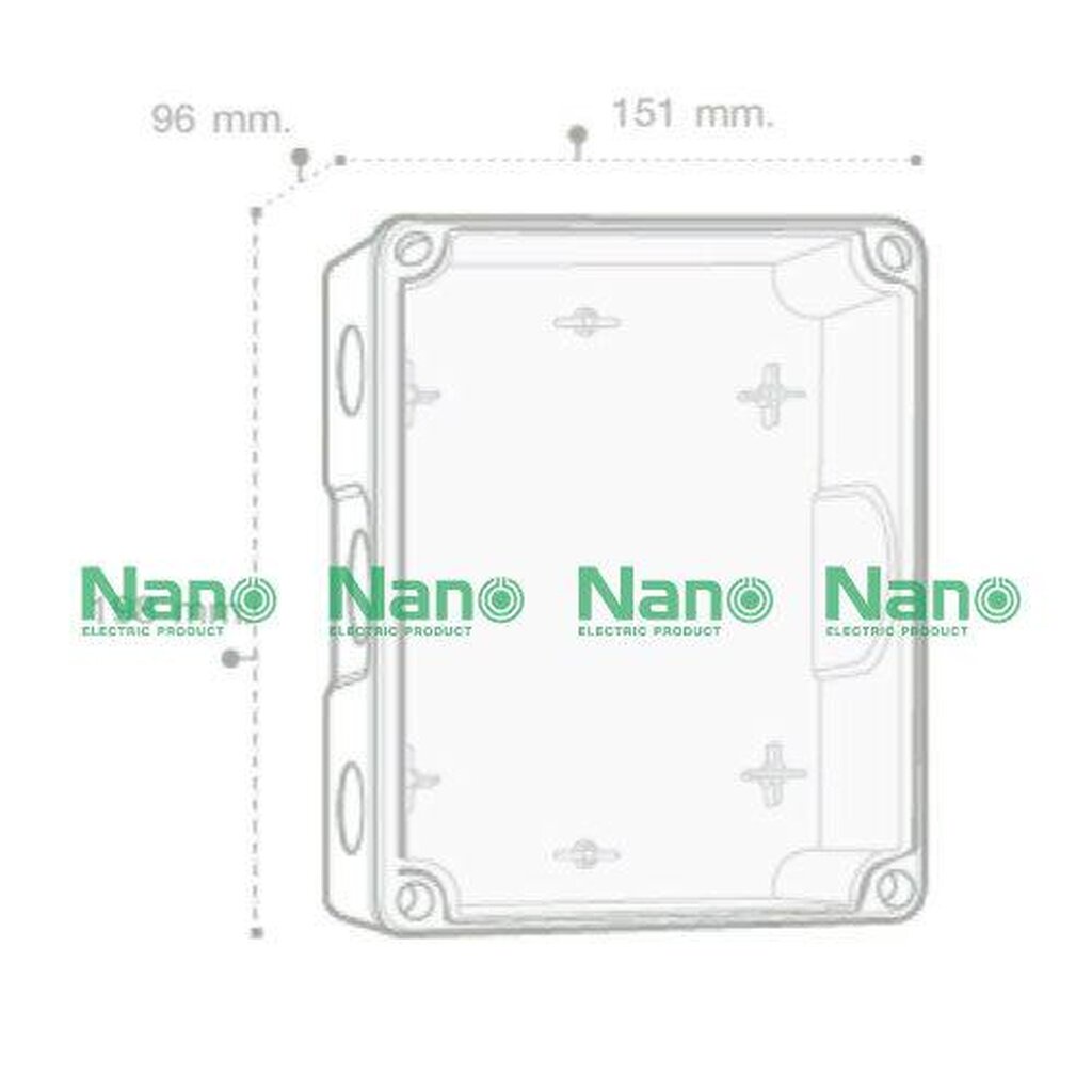 รูปสินค้า NANO Electric® NANO-205CB กล่องกันน้ำพลาสติก ฝาใส ขนาด W151xH198xD96 mm (JUNCTION BOX IP65) สีดำ