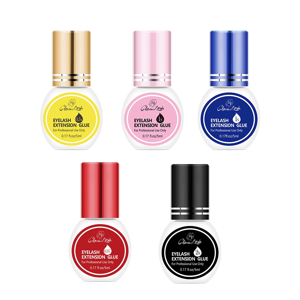 GLAMLASH Cola Para Extensão De Cílios Falsos Kit Adesivo Preto Uso Profissional 0,3-2 Tempo Seco