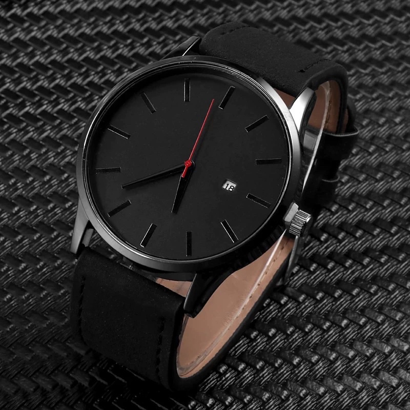 Relógio de pulso Masculino Black Luxo Esporte Fino Negócios Elegante com Data Pulseira em Couro Sintético