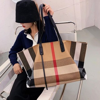 Bolsa Feminina De Grande Capacidade Nova Moda Checker Tote Bag Ocean Air One Shoulder Handheld