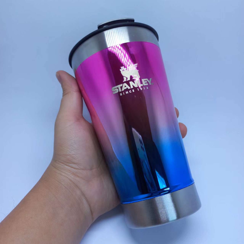 Copo térmico metálico colorido Com Tampa e Abridor 473 ml Cerveja Café Inox Tipo Stanley