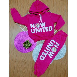 Conjunto Infantil de Inverno Feminino Menina Now United Calça + Casaco com Capuz (PINK) Infanto Juvenil P M G GG (2 a 12 anos)
