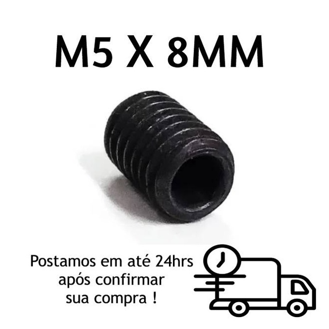 Parafuso Allen Sem Cabeça M5 X 8mm Côncava Oxidado Preto