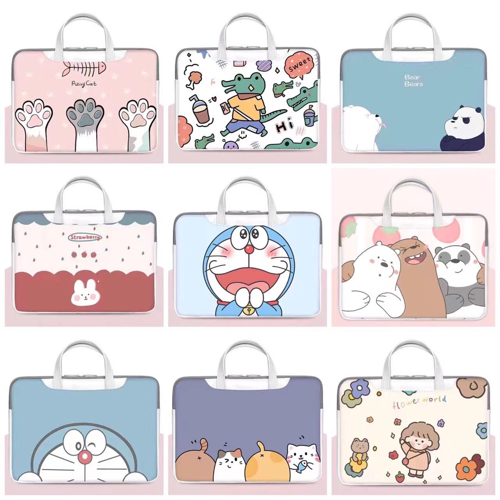 Bolsa Interna De Couro Para Laptop pu cartoon À Prova De Choque 13,3 14,1 15,6 Polegadas