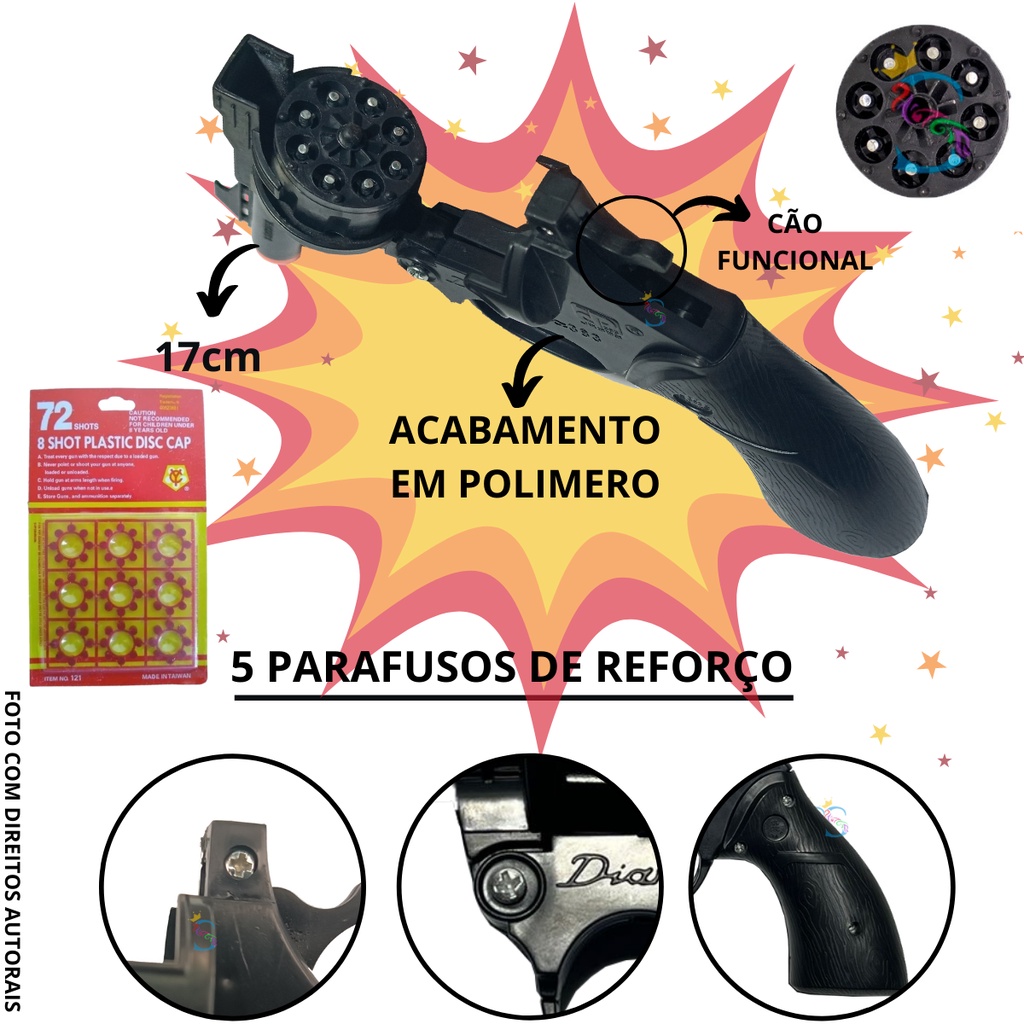 Arma De Espoleta Arminha Brinquedo Com Uma Cartela Espoleta