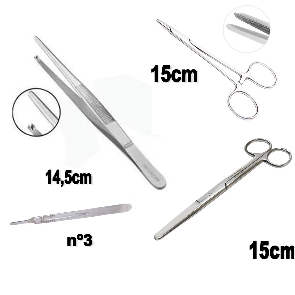 Kit Sutura Simples 4 Peças Profissionais da Saúde e Veterinária