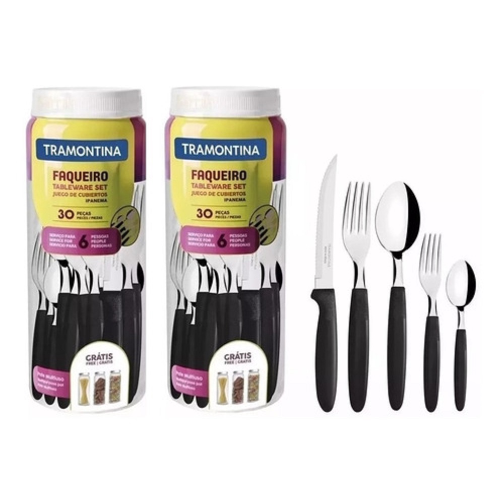 KIT 2 FAQUEIROS IPANEMA ACO INOX 30 PECAS