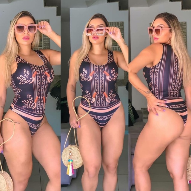 Maio Feminino Regata  Body Maô Estampado Body Cavado Moda Praia Verão 2023
