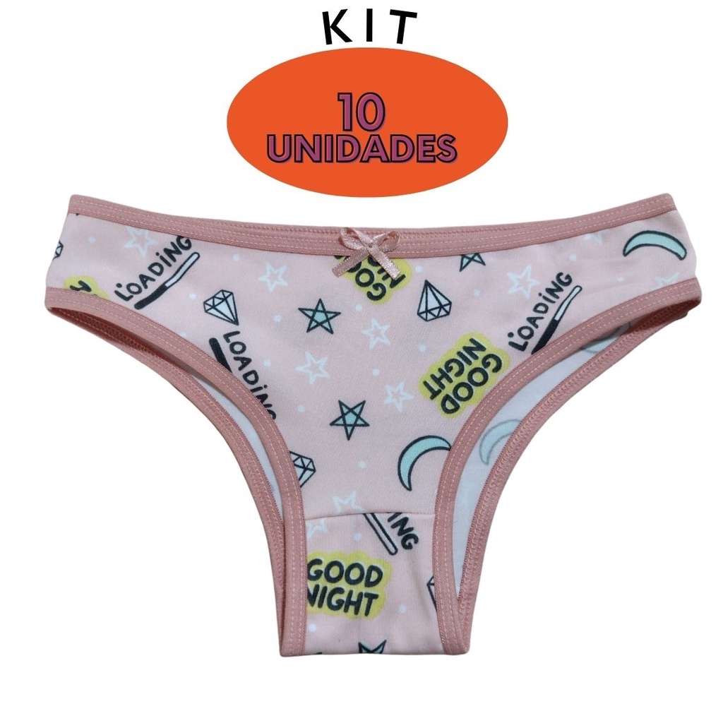 Kit C/10 Calcinha infantil  microfibra em Oferta na Shopee