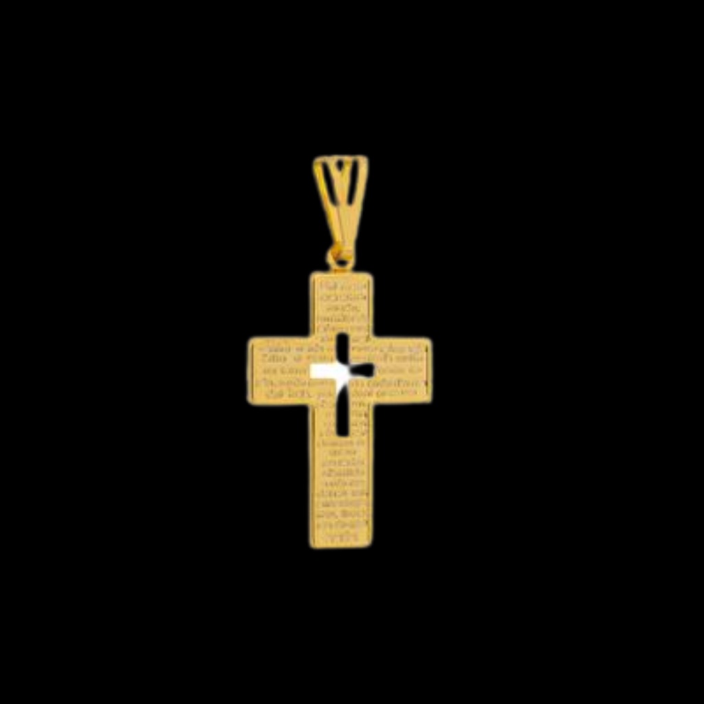 Combo Corrente Veneziana + Pingente Cruz 03  Banhado a Ouro 18k