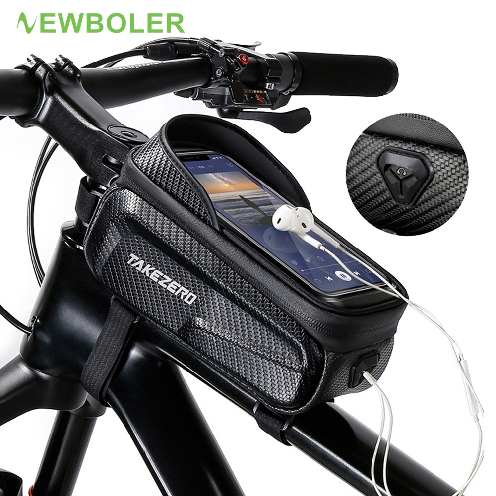 NEWBOLER 1.5L Saco De Bicicleta Com Moldura Frontal Tubo De Ciclismo À Prova D'água Suporte De 7 Polegadas Tela Sensível Ao Toque Acessórios De Bolsa