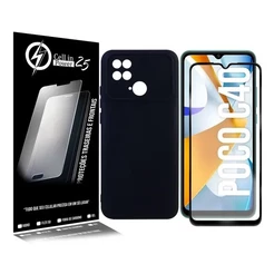 Capa Capinha Veludo P/ Xiaomi Poco C40 6.71 + Pel Vidro 3d