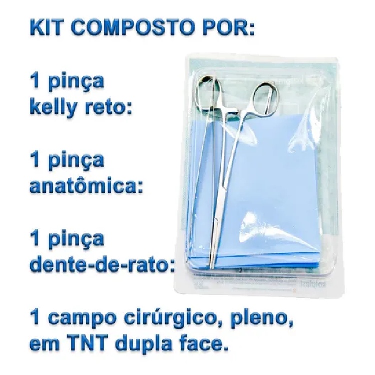 Kit Curativo Estéril Com Pinça Kelly E Campo Operatório - Kolplast - 2 Kits