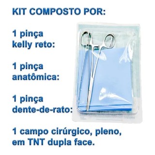Kit Curativo Estéril Com Pinça Kelly E Campo Operatório - Kolplast - 2 Kits