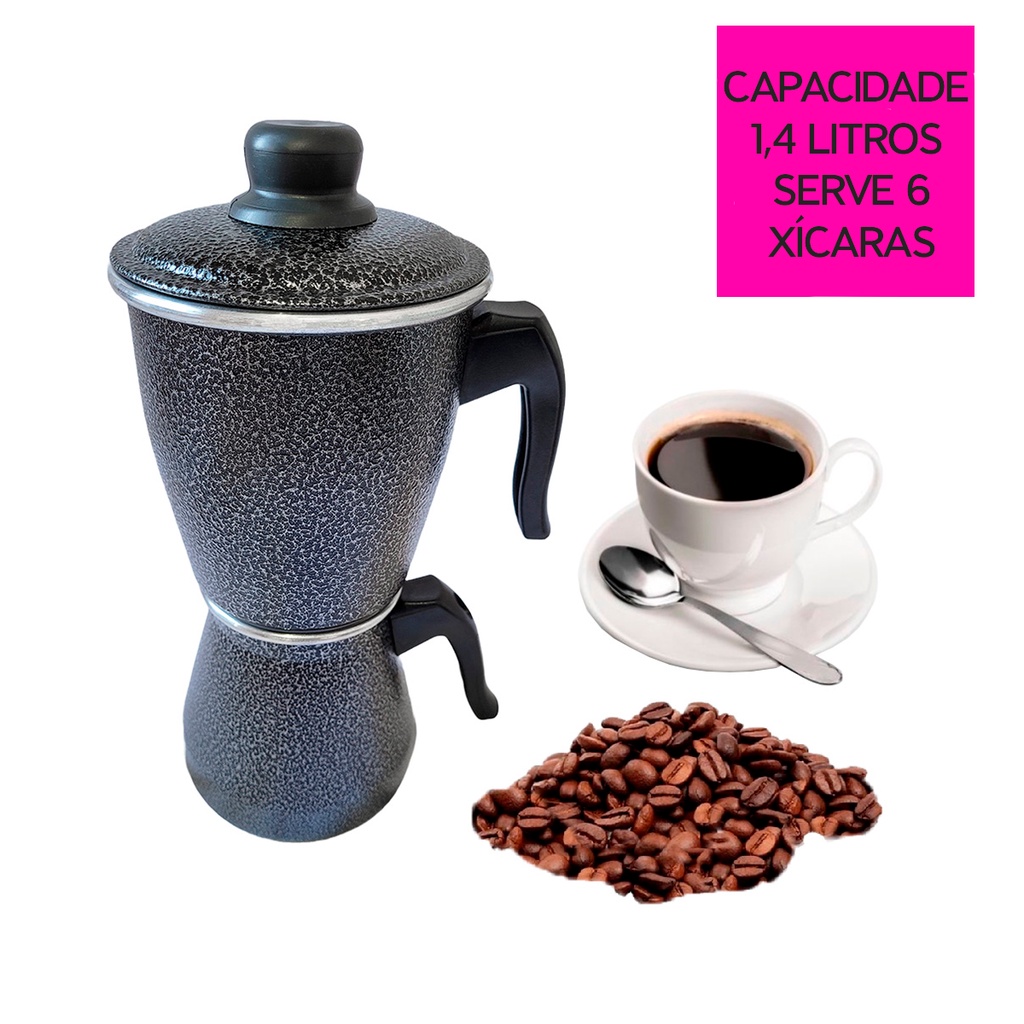 Cafeteira Alumínio Italiana 6 Xícaras 1,4L Cafeteira Econômica Craqueada