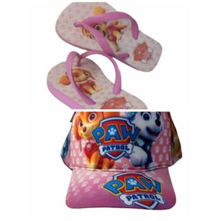 Chinelo mais boné patrulha canina feminina. Kit dois em um