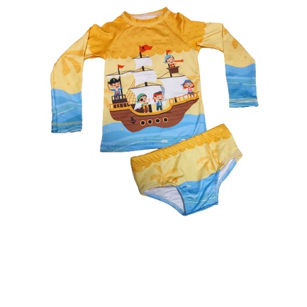 Conjunto Sunga Infantil Com Blusa Proteção Uv50 Térmica Dry
