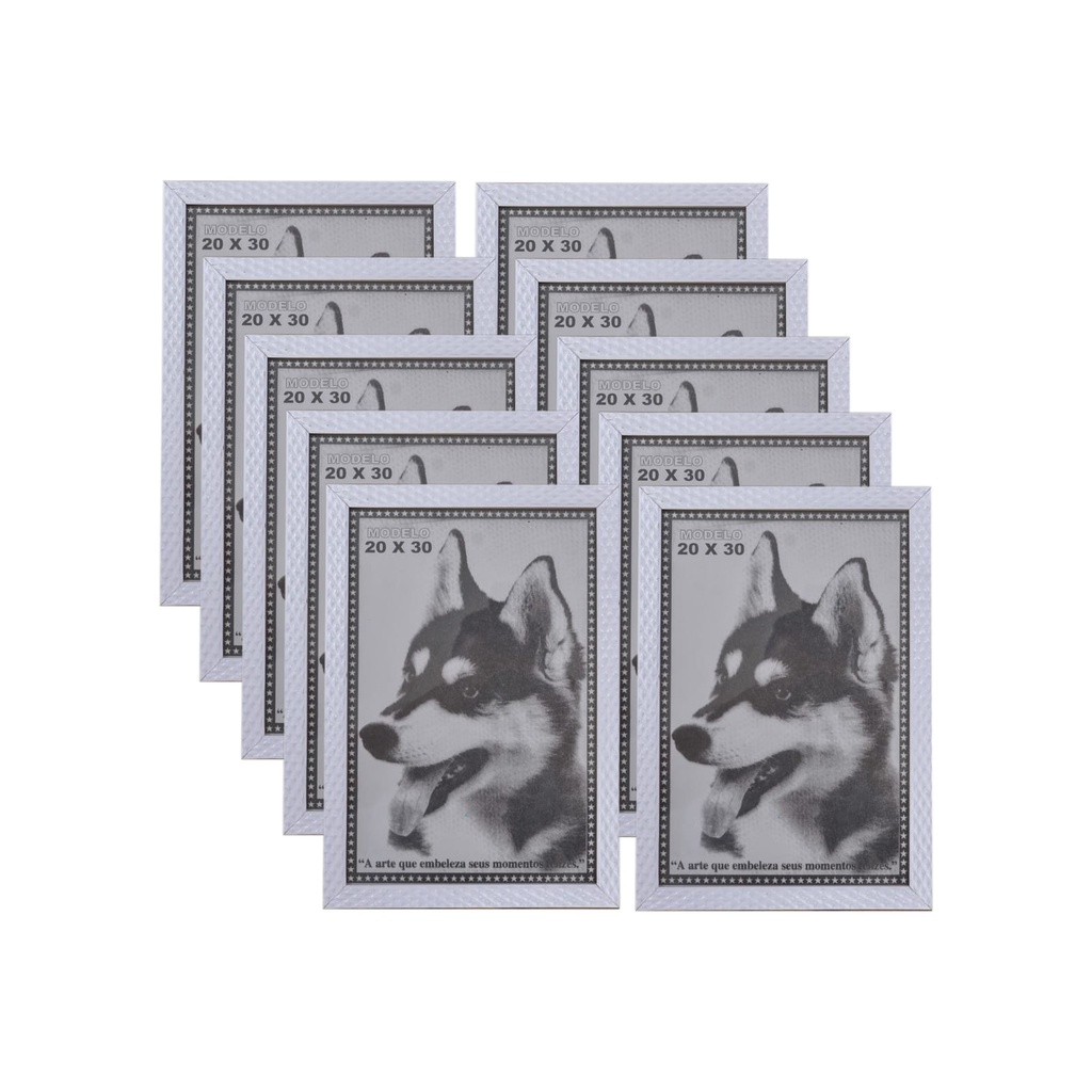 KIT 10 PORTA RETRATO BRANCO 20x30 PVC ALTO RELEVO