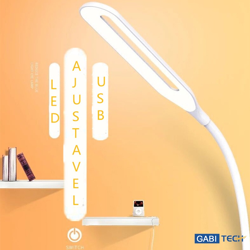 Luminária De Mesa Abajur Led Garra Presilha Bivolt Decoração Flexível