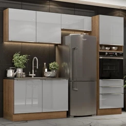 Cozinha Completa Madesa Lux 260005 com Armário e Balcão - Rustic/Cinza