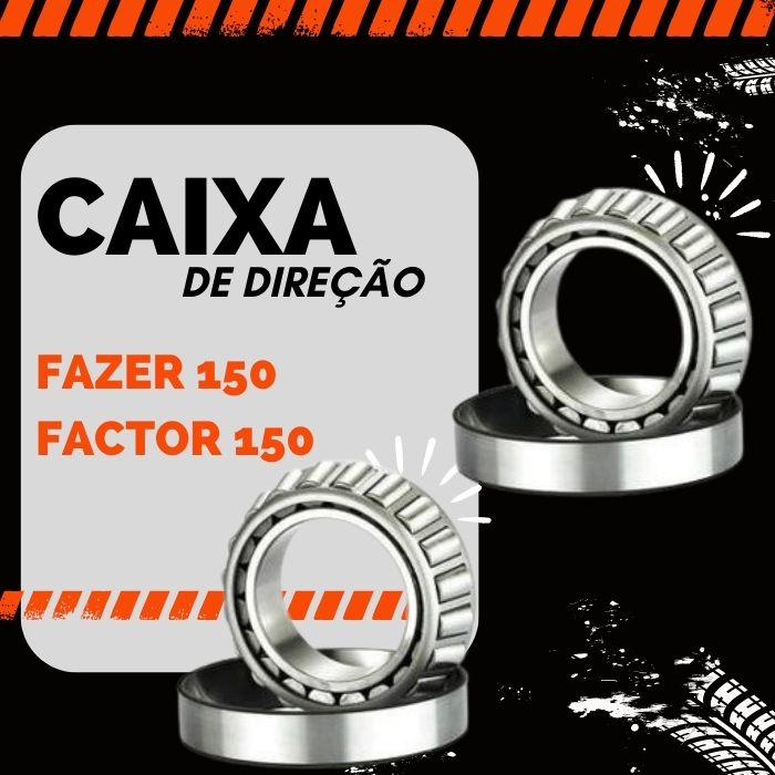 Caixa de Direção Par Rolamento Cônico Modelo Moto Factor 125 150 Fazer 150 14