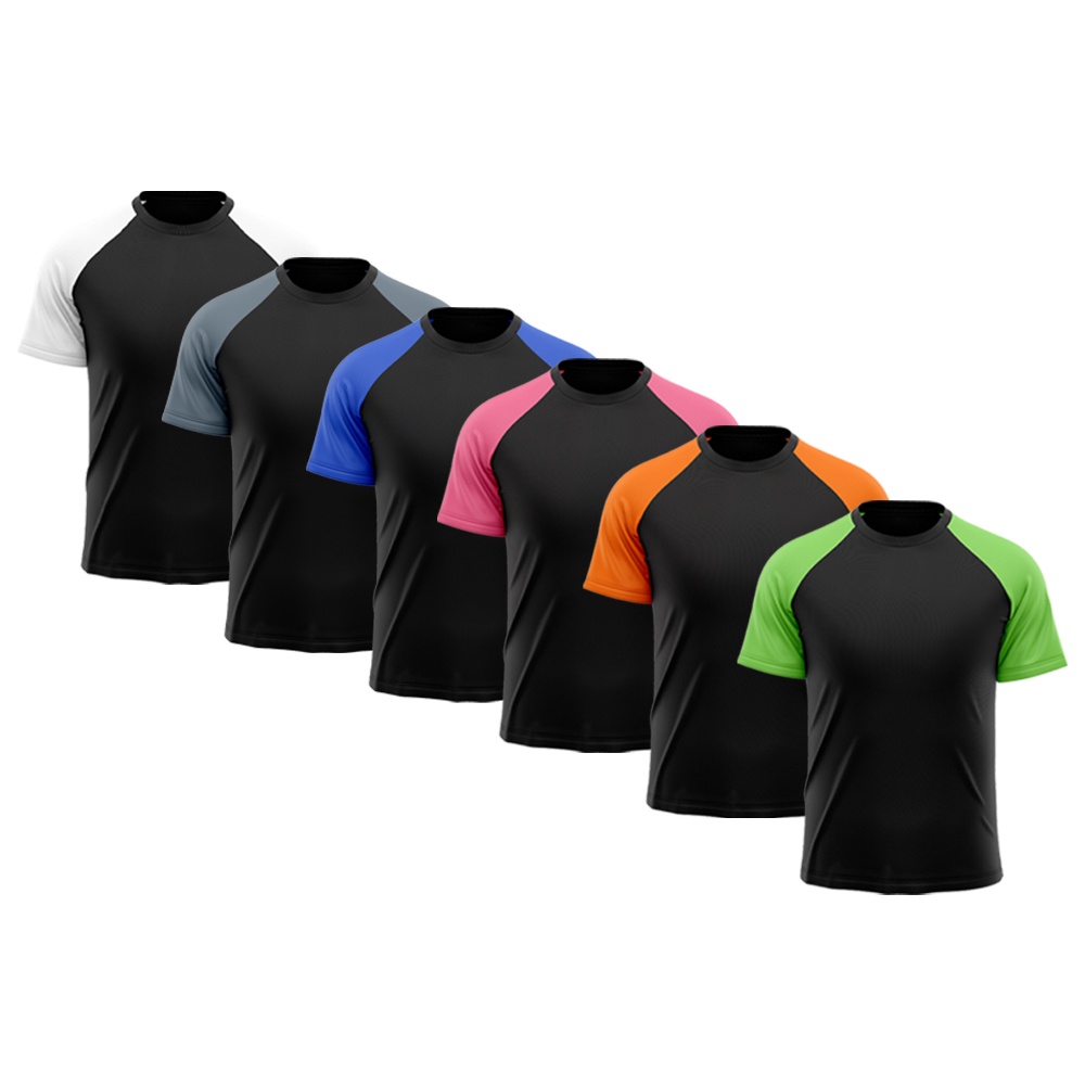 Kit 6 Camisetas Masculina Raglan Dry Fit Proteção Solar UV Básica Lisa Treino Academia Passeio Fitness Ciclismo