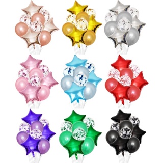 Kit Buque Balão Bexiga Metalizado E Látex 9 Peças Para Festa em Oferta na Shopee