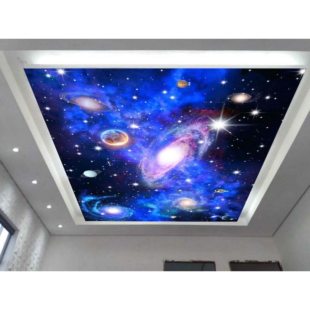 Papel de Parede de Teto - Adesivo Decorativo Para Teto - Painel Fotográfico Espaço Universo Paisagem Céu Galaxia ROF - 078