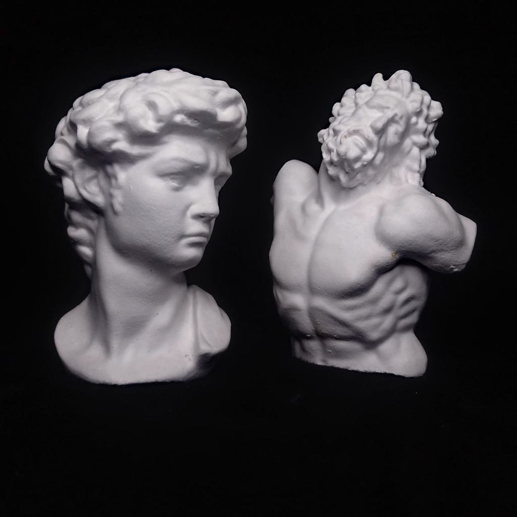 Escultura Gesso Cru Deuses da Mitologia Grega David  Michelangelo Zeus Decoração Casa Quarto Sala