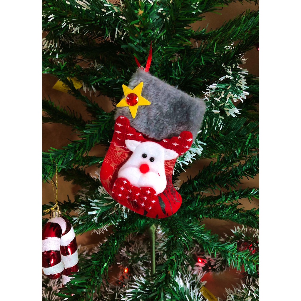 Decorações de Natal Meia Decorativa De Natal Para Pendurar Na Árvore De  Natal | Shopee Brasil