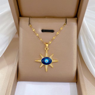 Colar De Aço Titânio Estrela Olhos De Luxo Leve Banquete De Casamento Influenciador Feminino Corrente Lad