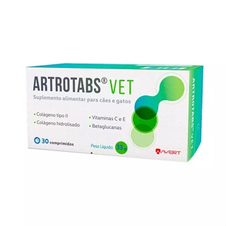 Suplemento Alimentar Artrotabs Vet para Cães e Gatos 30 comp em Oferta na Shopee