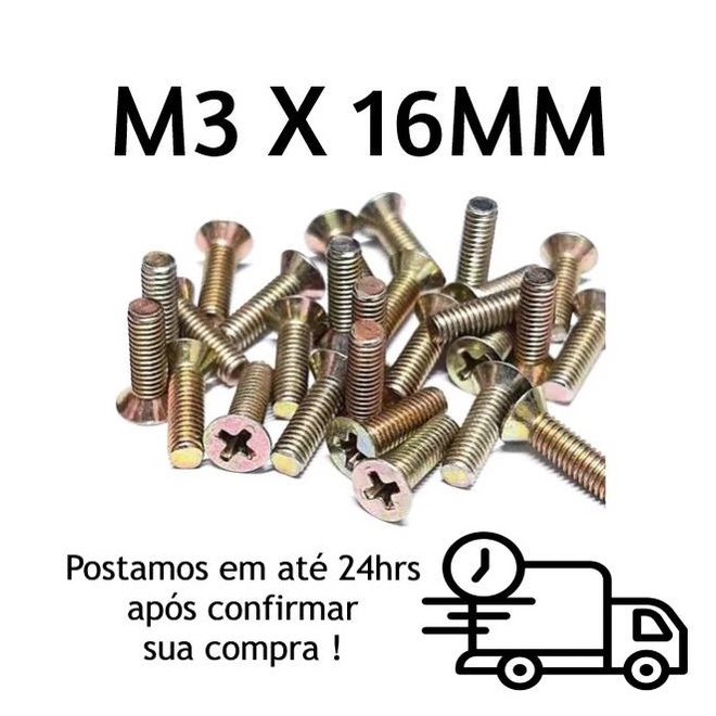 Parafuso Máquina Cabeça Chata Phillips M3 X 16mm Bicromatizado