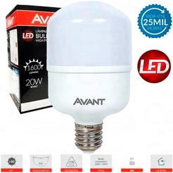 Lâmpada De Led Luz Branco Frio Médio 20W E27 6500K Para Iluminação Casa Comércio Claridade Econômica