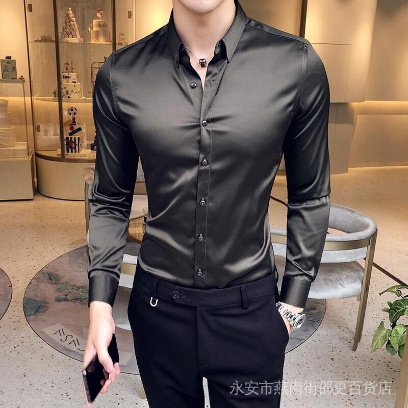 2024 Outono Camisa De Manga Comprida Masculina Versão Coreana Curta Casual Vestuário Formal Mão