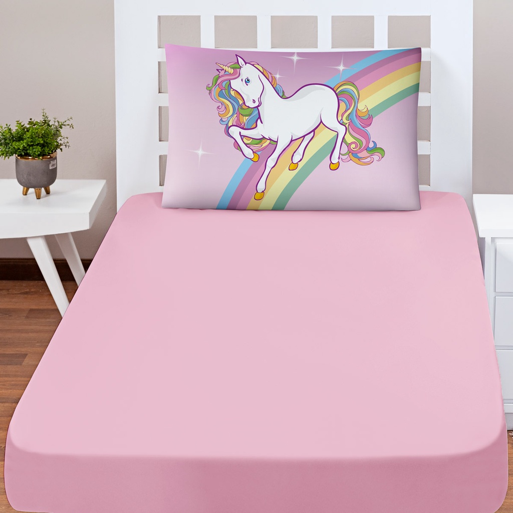 Jogo de Cama 2 Peças Solteiro Infantil Lençol Elástico Fronha Estampada Menino Menina Quarto Cama