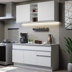 Armário de Cozinha Compacta 150cm Branco Glamy Madesa 01