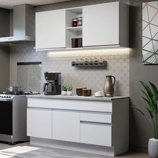 Armário de Cozinha Compacta 150cm Branco Glamy Madesa 01
