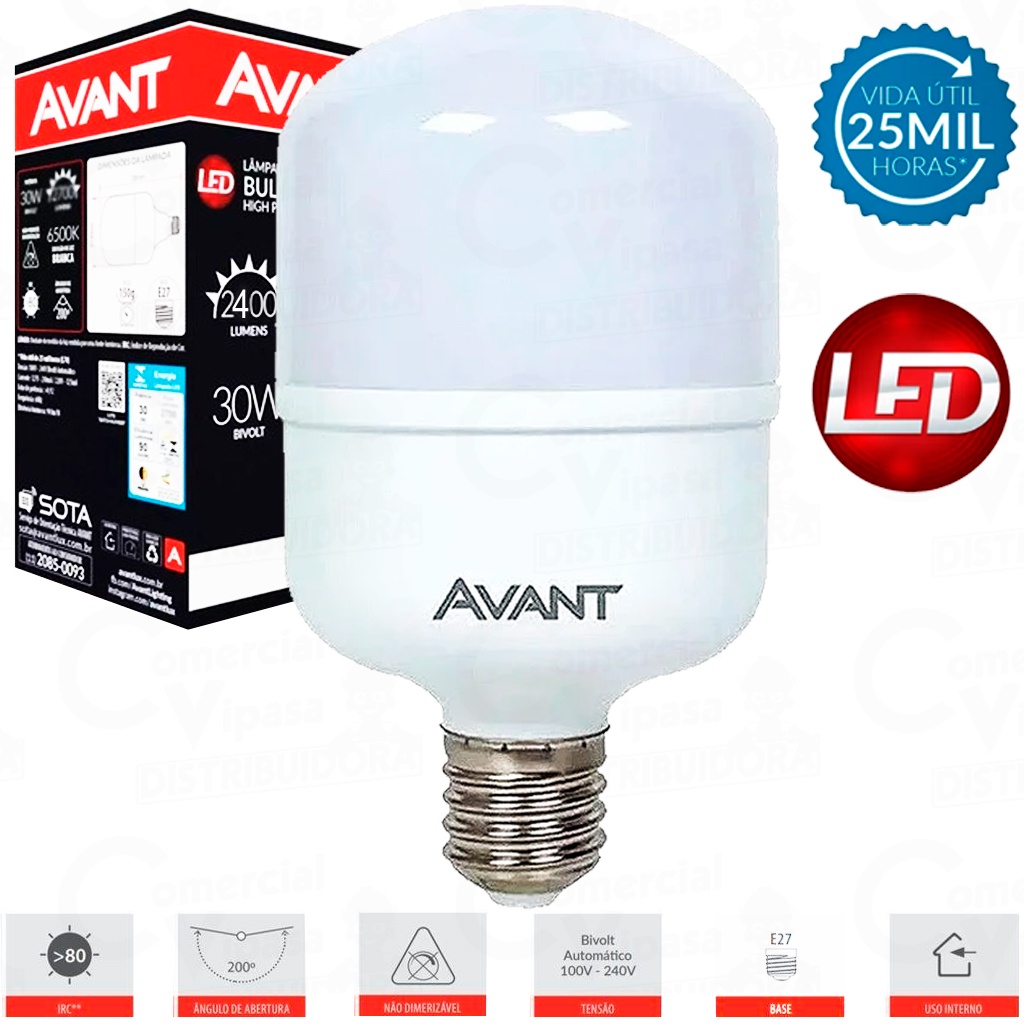 Lâmpada De Led Luz Branca Grande 30W E27 6500K Para Iluminação em Oferta na Shopee