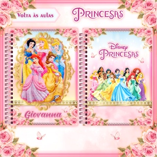 Caderno Personalizado Princesas com 96 folhas capa dura em Oferta na Shopee