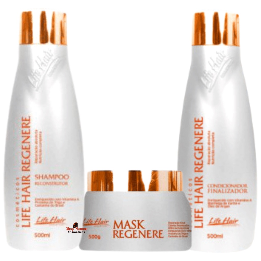 Kit Life Hair  Reconstrução Reparação Nutrição Regenere 3x500ml