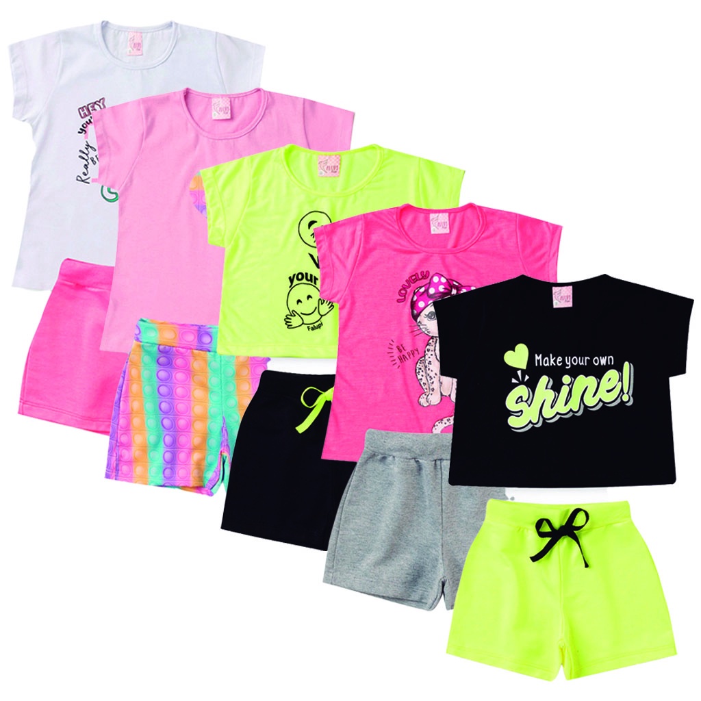 Kit 4 Conjuntos Infantil Verão Feminino 2 ao 12 em Oferta na Shopee