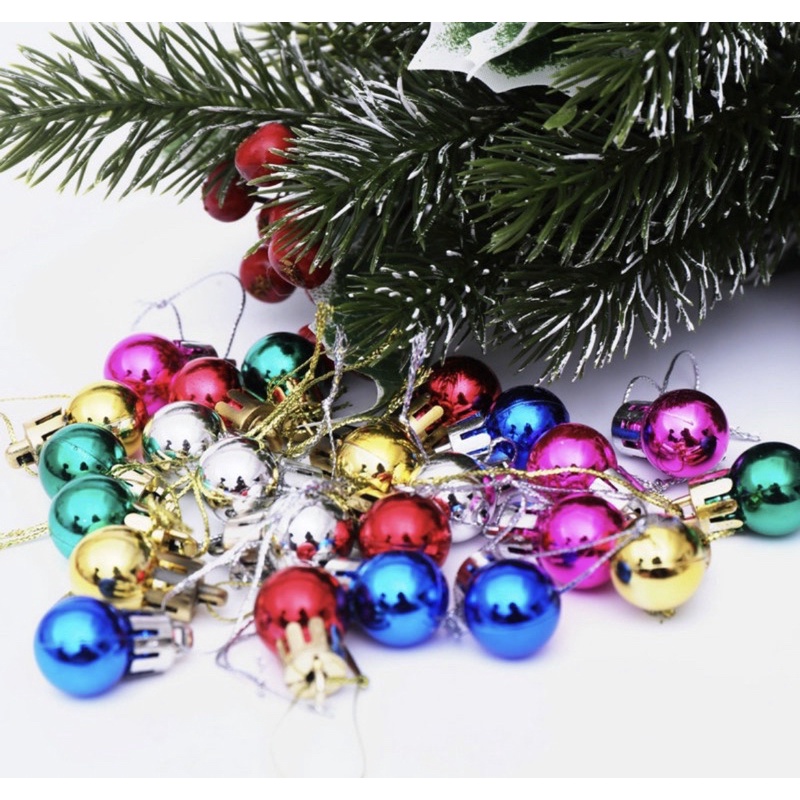 Kit 12 Mini Bolas 2 Cm Pendurar Árvore Natal Para Decoração(10020)